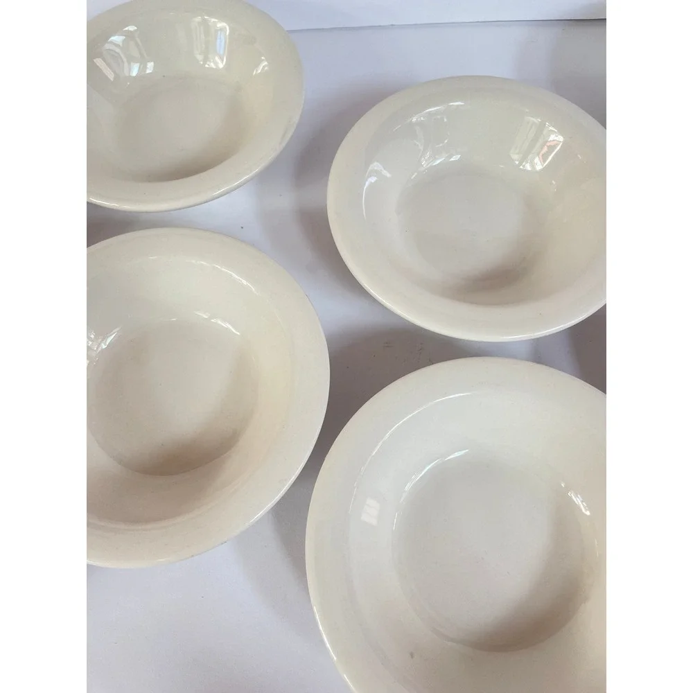 Vintage Cream Ironstone Oneida Buffalow Fruit Bowls Set of 8‎ Off White Ceramic